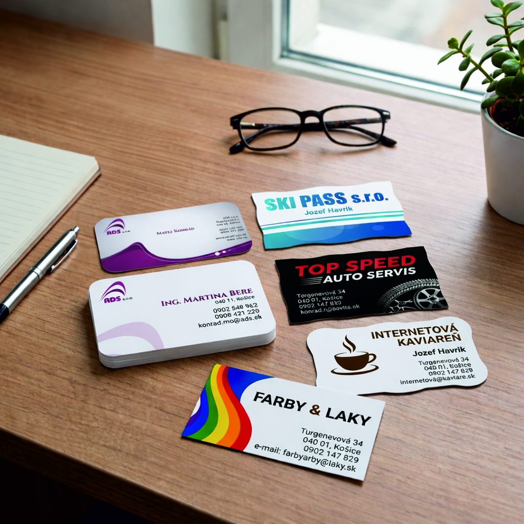 Výsek — vizitky rôznych tvarov